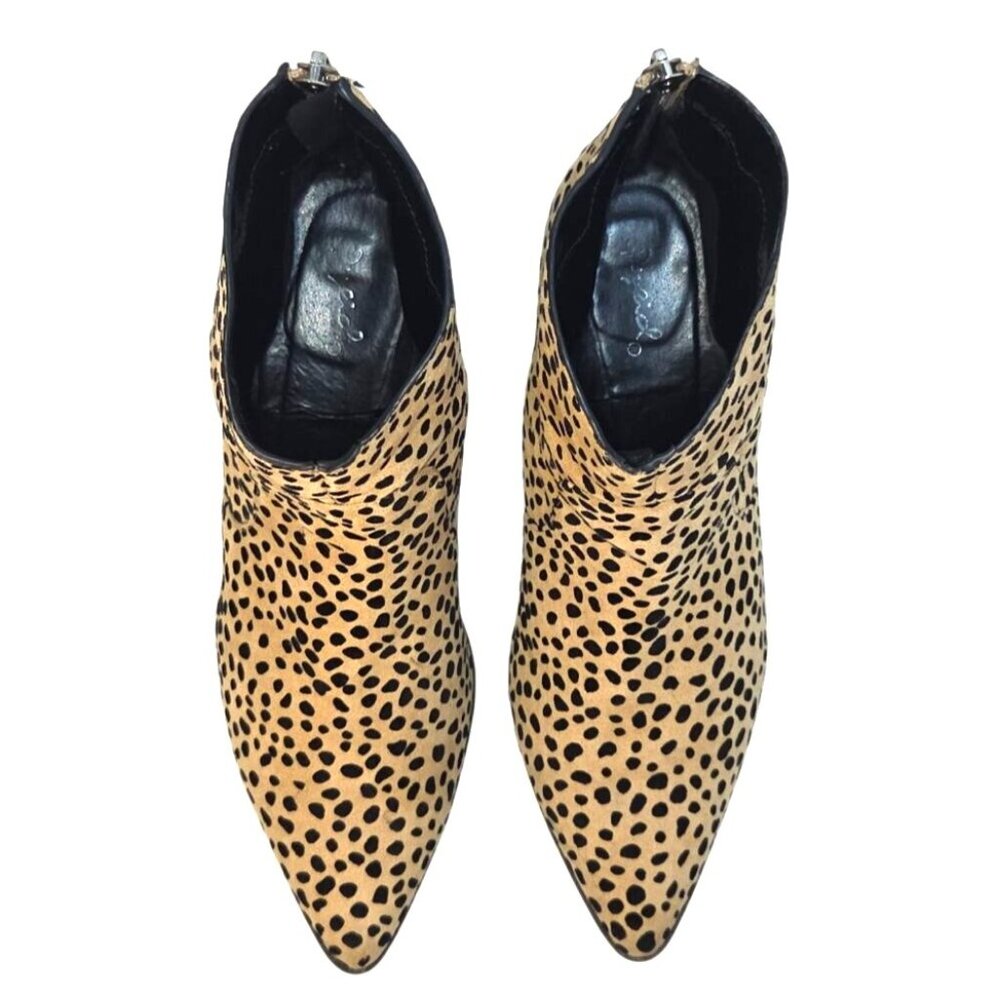 Qupid Mystique Cheetah Animal Print Vegan Suede Block Heel Pointed Ankle Booties - Picture 3 of 10